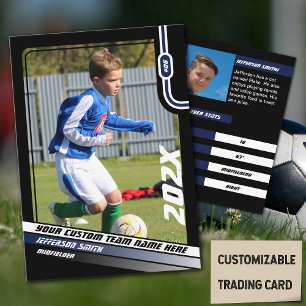 D'appel Carte de commerce joueur de football en bleu noir