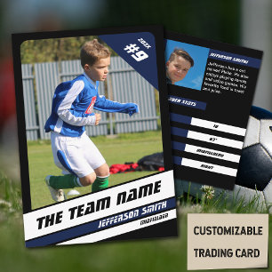 D'appel Carte de commerce joueur de football en bleu vif n