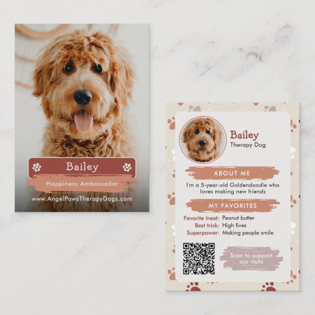 D'appel Carte de commerce pour animal de compagnie, photo  (Devant / Derrière)