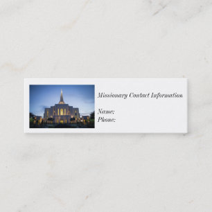 D'appel Carte de contact de missionnaire