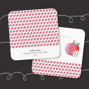D'appel Carte de contact éducateur petite daisy pomme roug