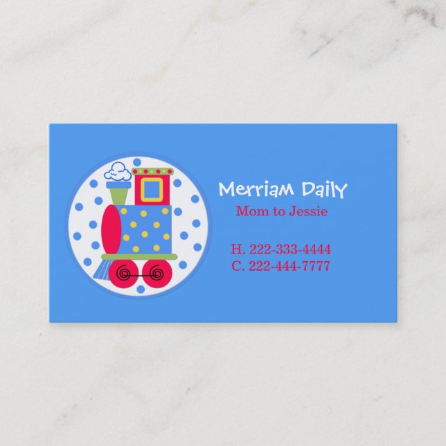 D'appel Carte de date bleue de jeu de maman de train (Devant)