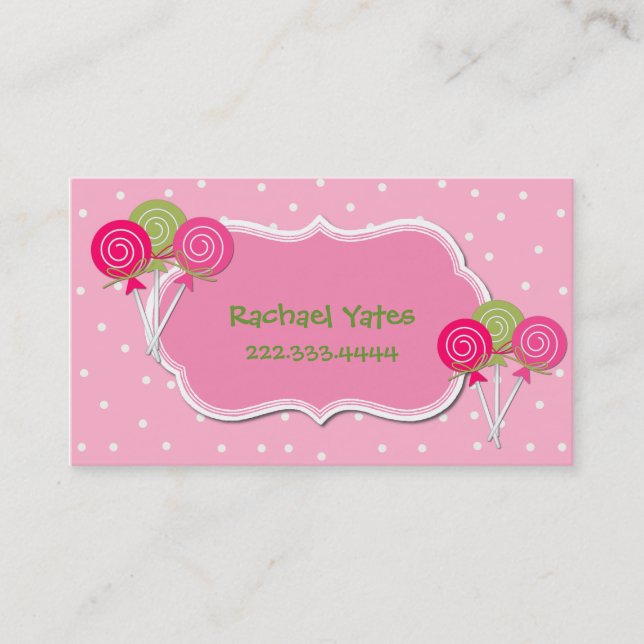 D'appel Carte de date rose et verte de jeu de Lollypops (Devant)