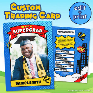 D'appel Carte de fin d'études modifiable, Super Grad Comic