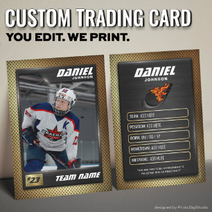 D'appel Carte de hockey personnalisée, Joueur Graphite Or