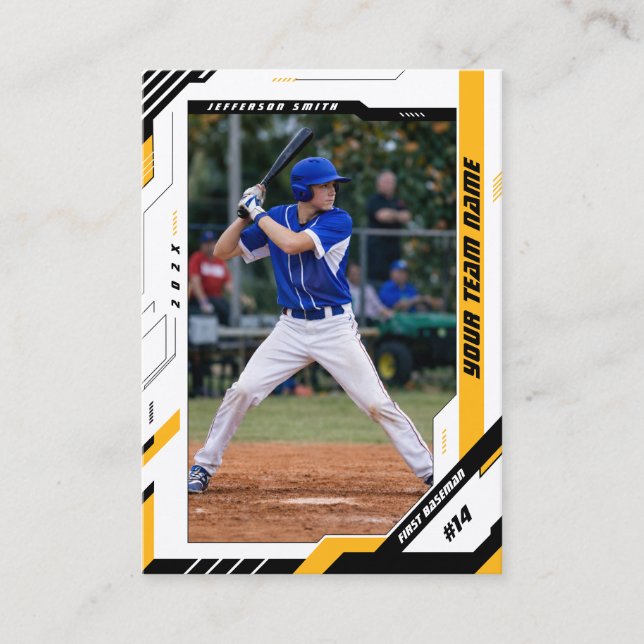 D'appel Carte de joueur de baseball jaune dynamique person (Devant)