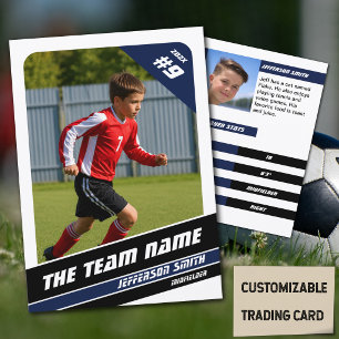 D'appel Carte de joueur de football en bleu blanc vigoureu