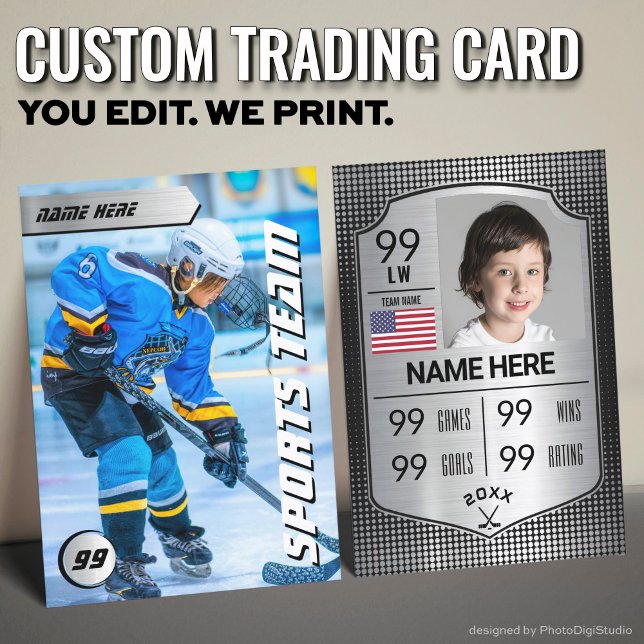D'appel Carte de joueur de hockey Pro Shield Hockey (Custom Hockey Trading Card, Silver Shield Player Card)
