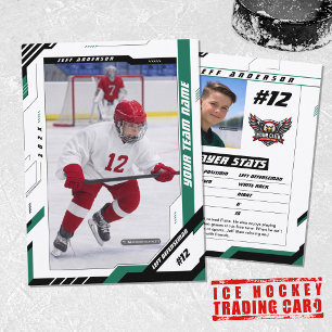 D'appel Carte de joueur de hockey sur glace verte dynamiqu