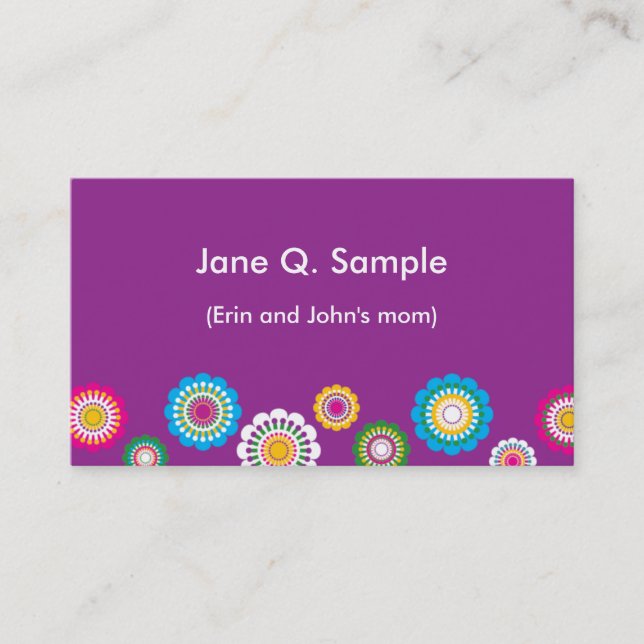 D'appel Carte de l'information de maman dans le pourpre (Devant)