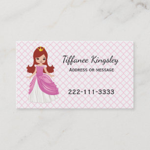 D'appel Carte de mise en réseau pour enfant Princesse Rose
