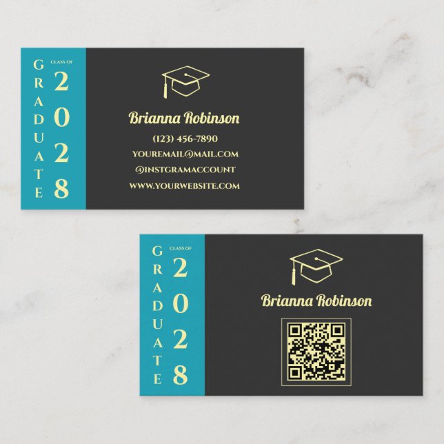 D'appel Carte de nom de code QR de remise de diplôme moder (Devant / Derrière)