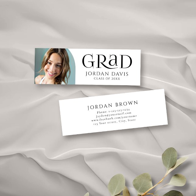 D'appel Carte de nom de diplômé de photo d'arch moderne si (Black Simple Modern Arch Photo Graduate Name Card)