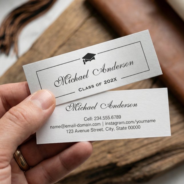 D'appel Carte de nom de la graduation Silver Metallic Look (Créateur téléchargé)