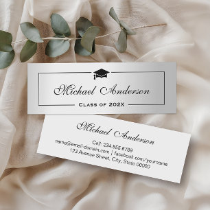 D'appel Carte de nom de la graduation Silver Metallic Look