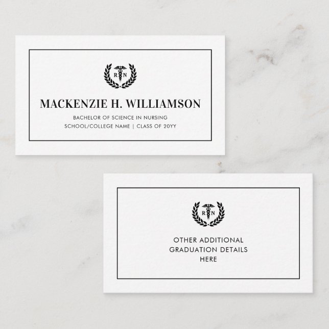 D'appel Carte de nom de l'école de soins infirmiers de la  (Devant / Derrière)