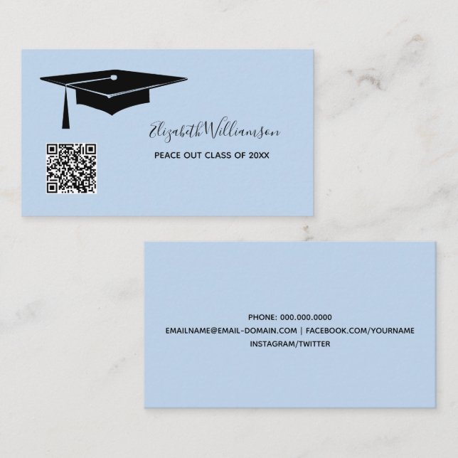 D'appel Carte de nom de remise de diplôme avec QR Code ins (Devant / Derrière)