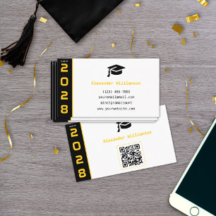 D'appel Carte de nom de remise de diplôme Code QR noir or