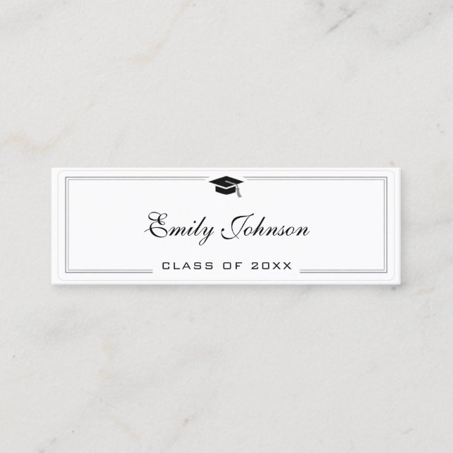 D'appel Carte de nom de remise des diplômes - Élégant Clas (Devant)