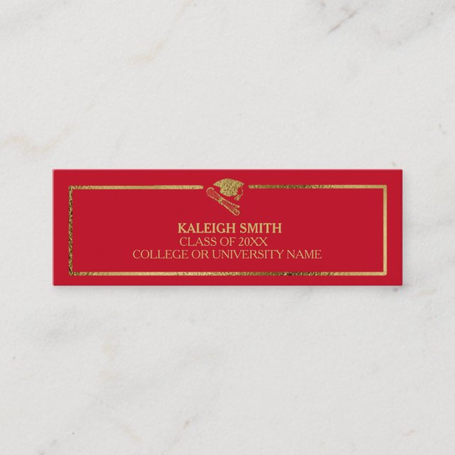 D'appel Carte de nom d'insertion de diplôme Red Gold perso (Devant)