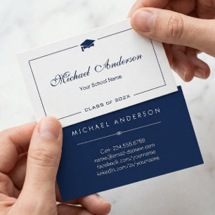 D'appel Carte de nom Simple Clean Black and White Graduati