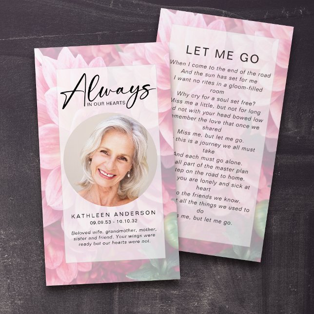 D'appel Carte de poème funéraire | Floral Dahlias (Créateur téléchargé)