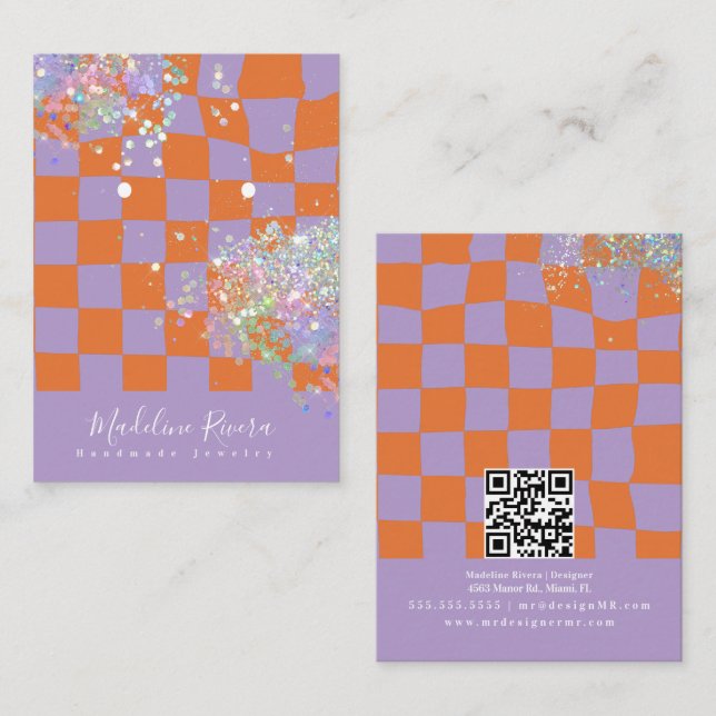 D'appel Carte de Présentation de Boucle d'Oreille Violet G (Devant / Derrière)