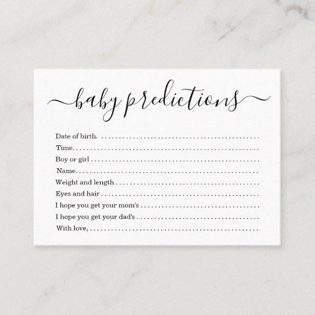 D'appel Carte de prévision de bébé pour le baby shower - (Devant)