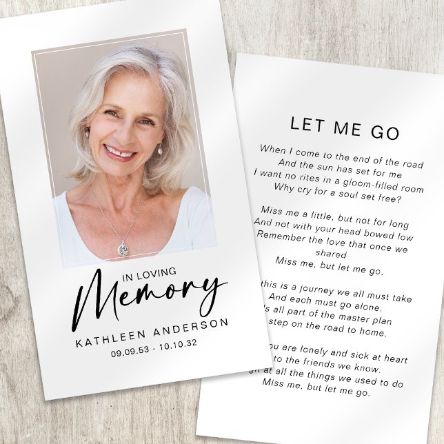 D'appel Carte de prière commémorative | Dans la mémoire ai (Créateur téléchargé)