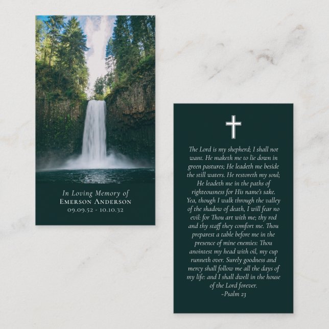 D'appel Carte de prière commémorative de la chute d'eau (Devant / Derrière)