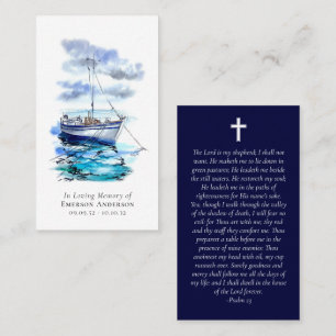 D'appel Carte de prière commémorative Watercolor Boat Cros