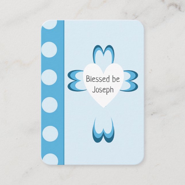 D'appel Carte de prière de baptême bleue pour garçons (Devant)