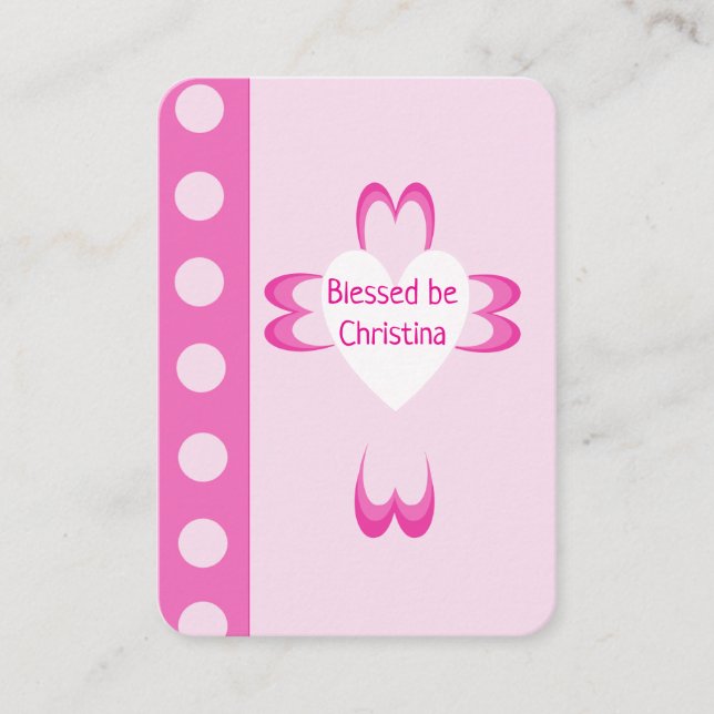 D'appel Carte de prière de baptême rose pour filles (Devant)
