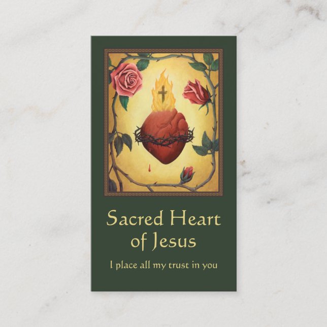 D'appel Carte de prière de peinture de coeur sacré (Devant)