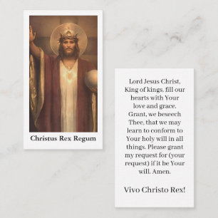 D'appel Carte de prière du Christ Roi