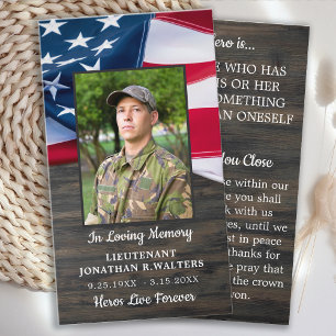 D'appel Carte de prière du soldat décédé au Mémorial milit