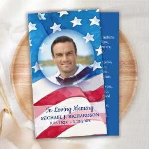 D'appel Carte de prière funéraire commémorative du drapeau