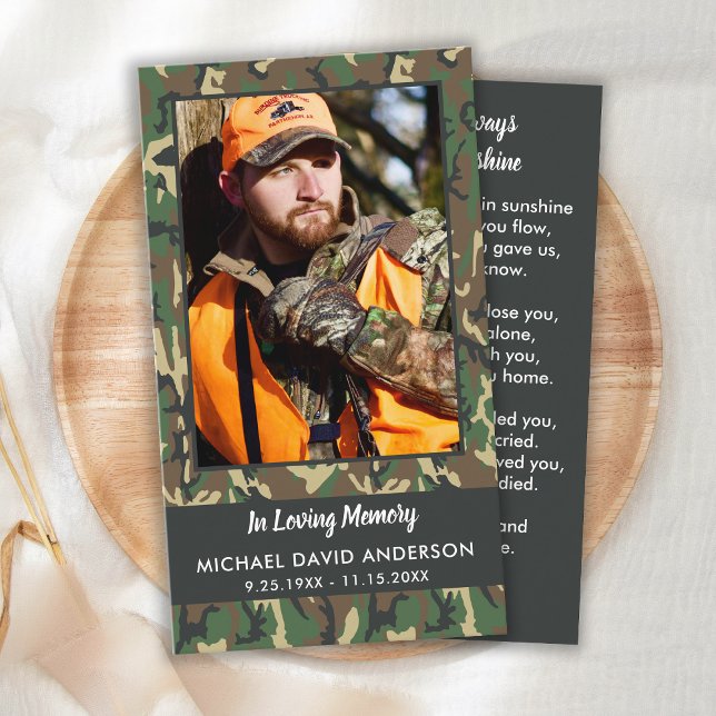D'appel Carte de prière funéraire du Camo Memorial Hunter  (Créateur téléchargé)