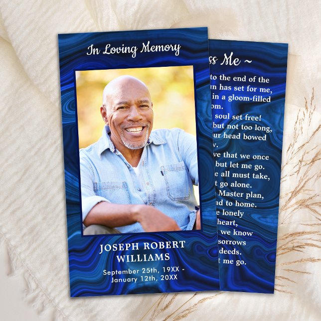 D'appel Carte de prière funéraire en marbre bleu Photo (Créateur téléchargé)