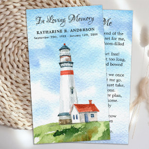 D'appel Carte de prière funéraire Memorial Poem Lighthouse