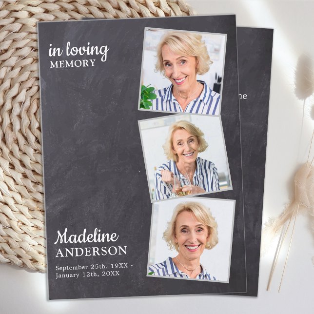 D'appel Carte de prière funéraire Rustique 3 Photo Ardoise (Créateur téléchargé)