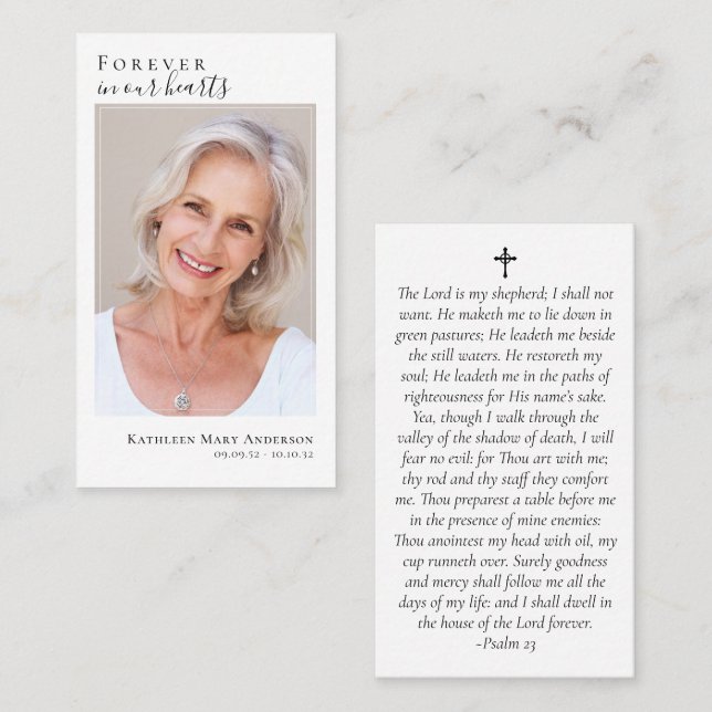 D'appel Carte de prière mémorial photo de budget (Devant / Derrière)