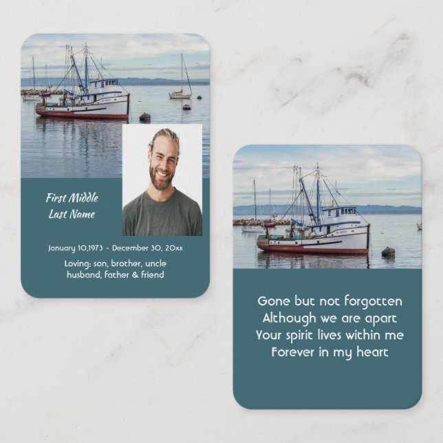 D'appel Carte de prière mémorial pour un pêcheur commercia (Devant / Derrière)