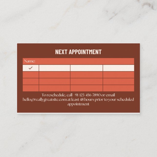 D'appel Carte de rappel de rendez-vous pour les cils Modif (Dos)