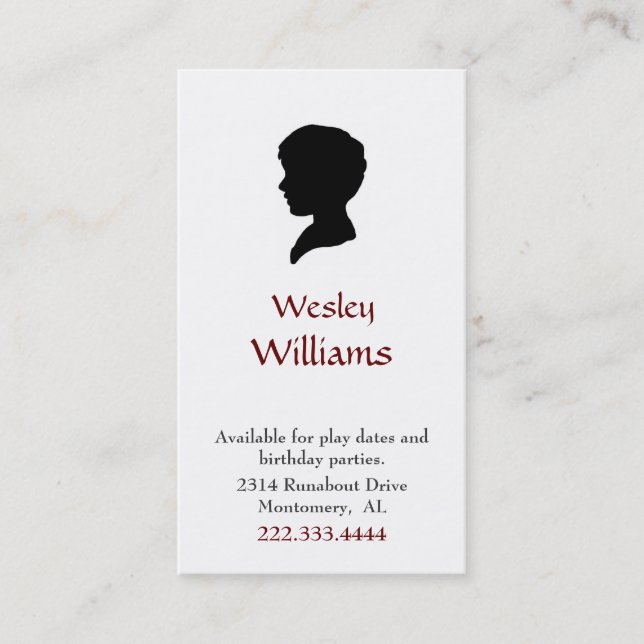D'appel Carte de rendez-vous avec portrait en silhouette d (Devant)