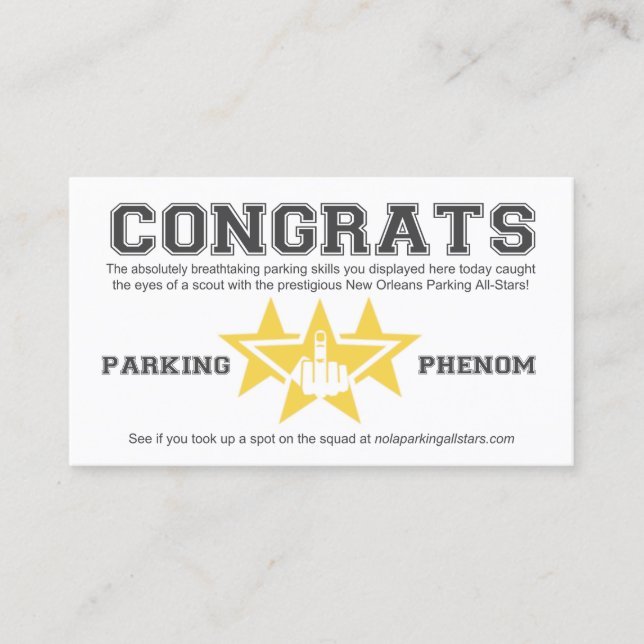 D'appel Carte de scoutisme All-Stars Stars Parking New Orl (Devant)