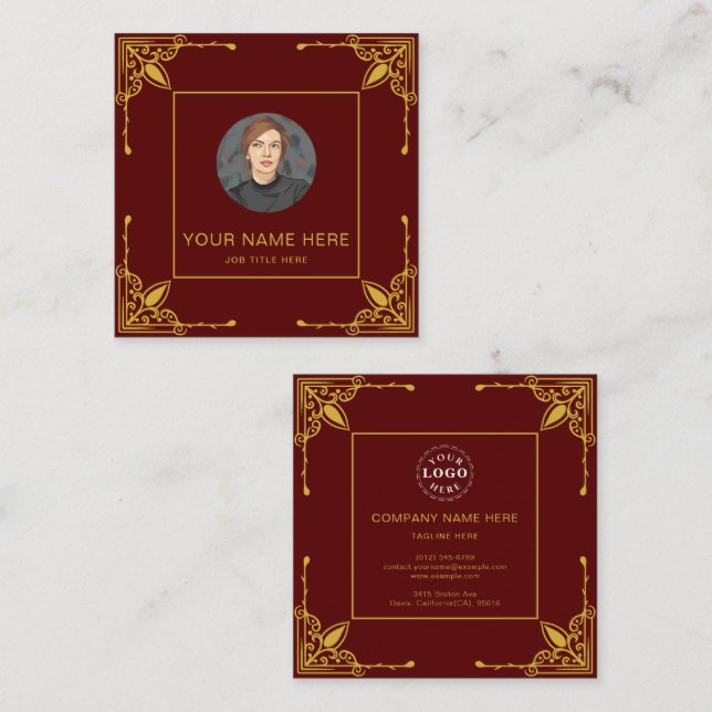 D'appel Carte de visite bordeaux avec dorure métallique (Devant / Derrière)