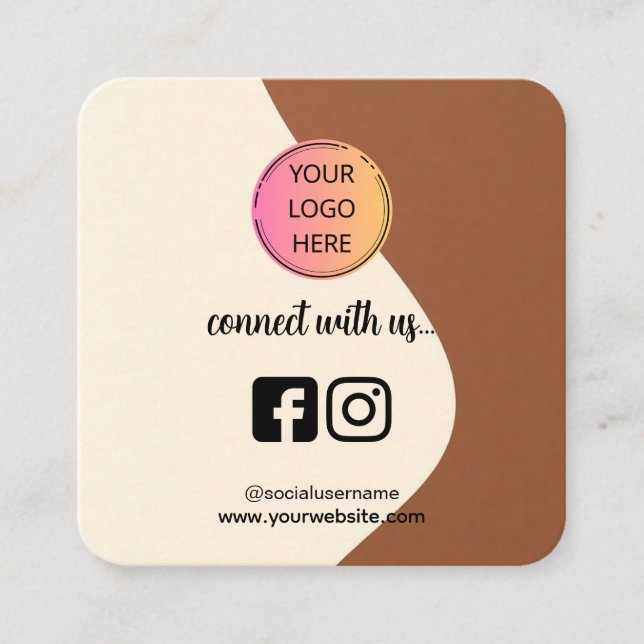 D'appel Carte de visite carrée – Design QR ton café (Devant)
