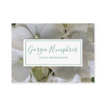Carte de visite classique à motif floral blanc
