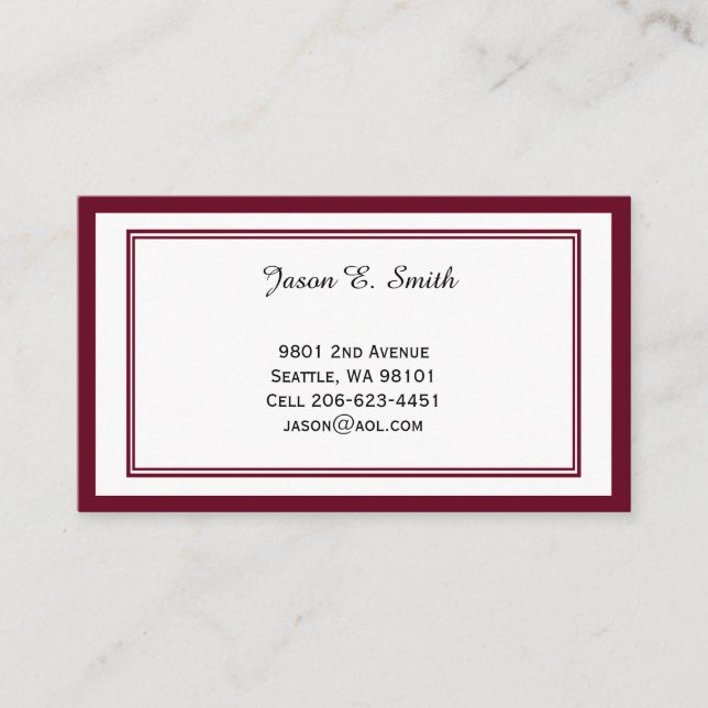 D'appel Carte de visite classique bordée (Devant)